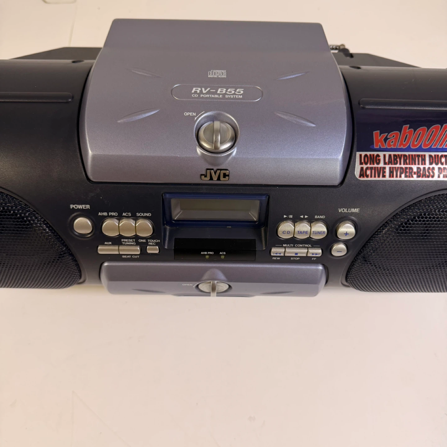 JVC Kaboom RV-B55BU Portable CD Boombox Radio AUX Cassette - photo 5