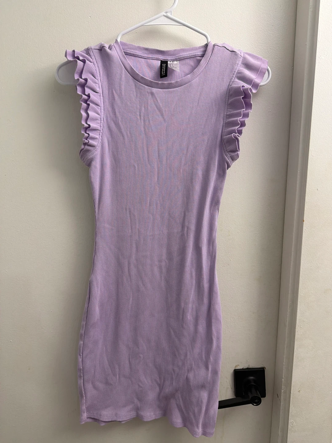 H&M Divided Purple Ribbed Ruffle Dress Size S
