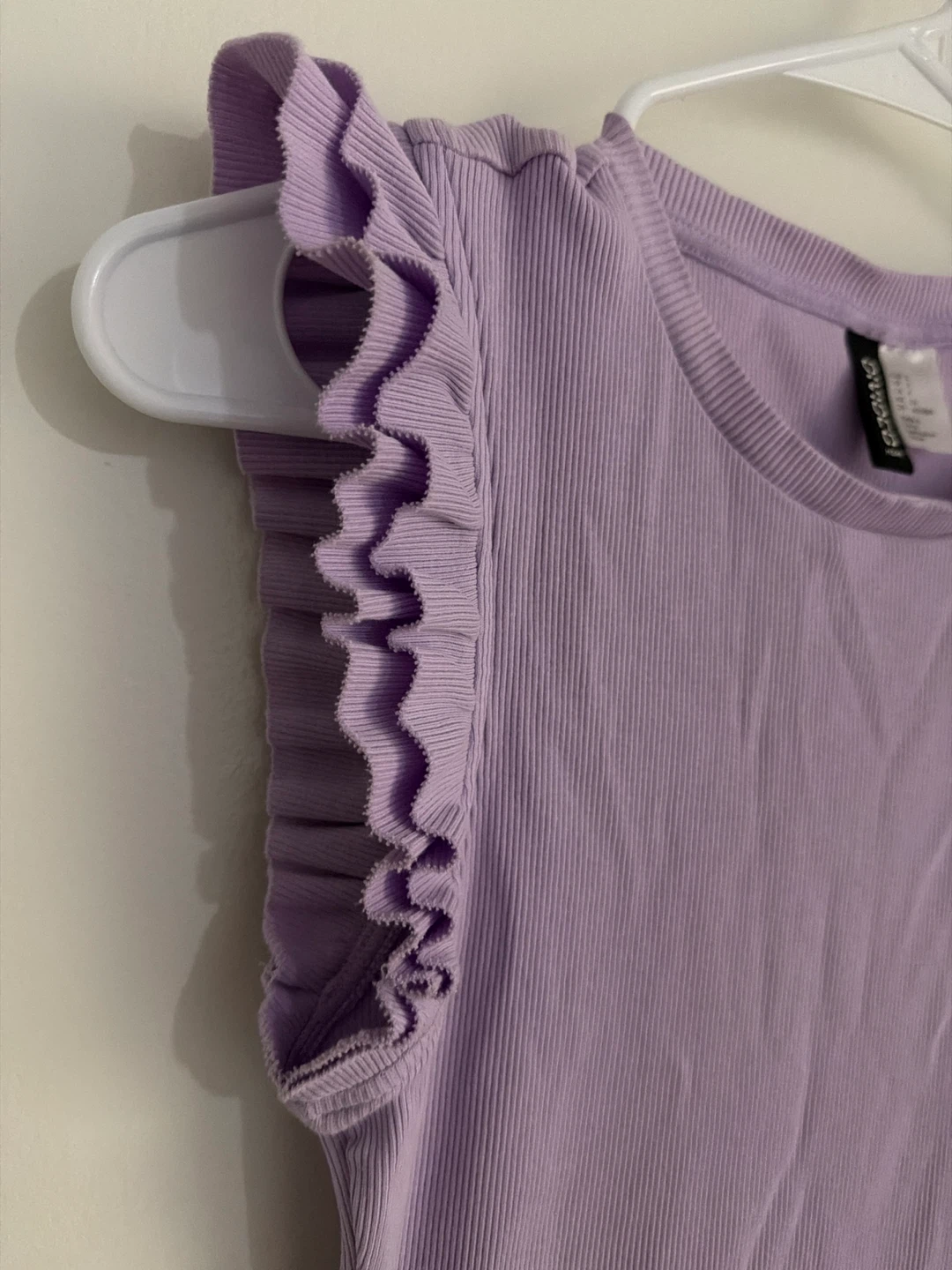 H&M Divided Purple Ribbed Ruffle Dress Size S - photo 3