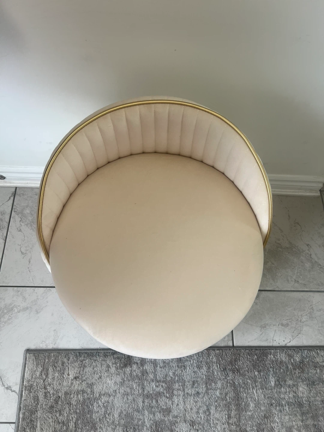 Cream Velvet Storage Ottoman with Wheels - photo 3