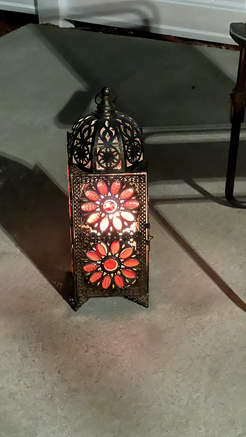 FINAL OFFER: Moroccan Style Lantern with Red Jewel Accents