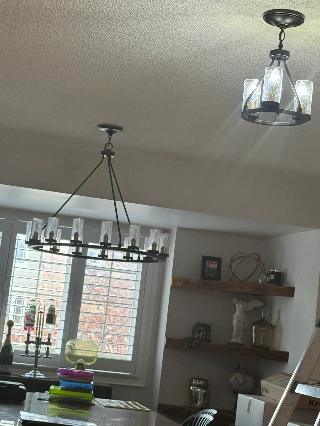 Black Chandelier Light Fixtures with Glass Shades - photo 2