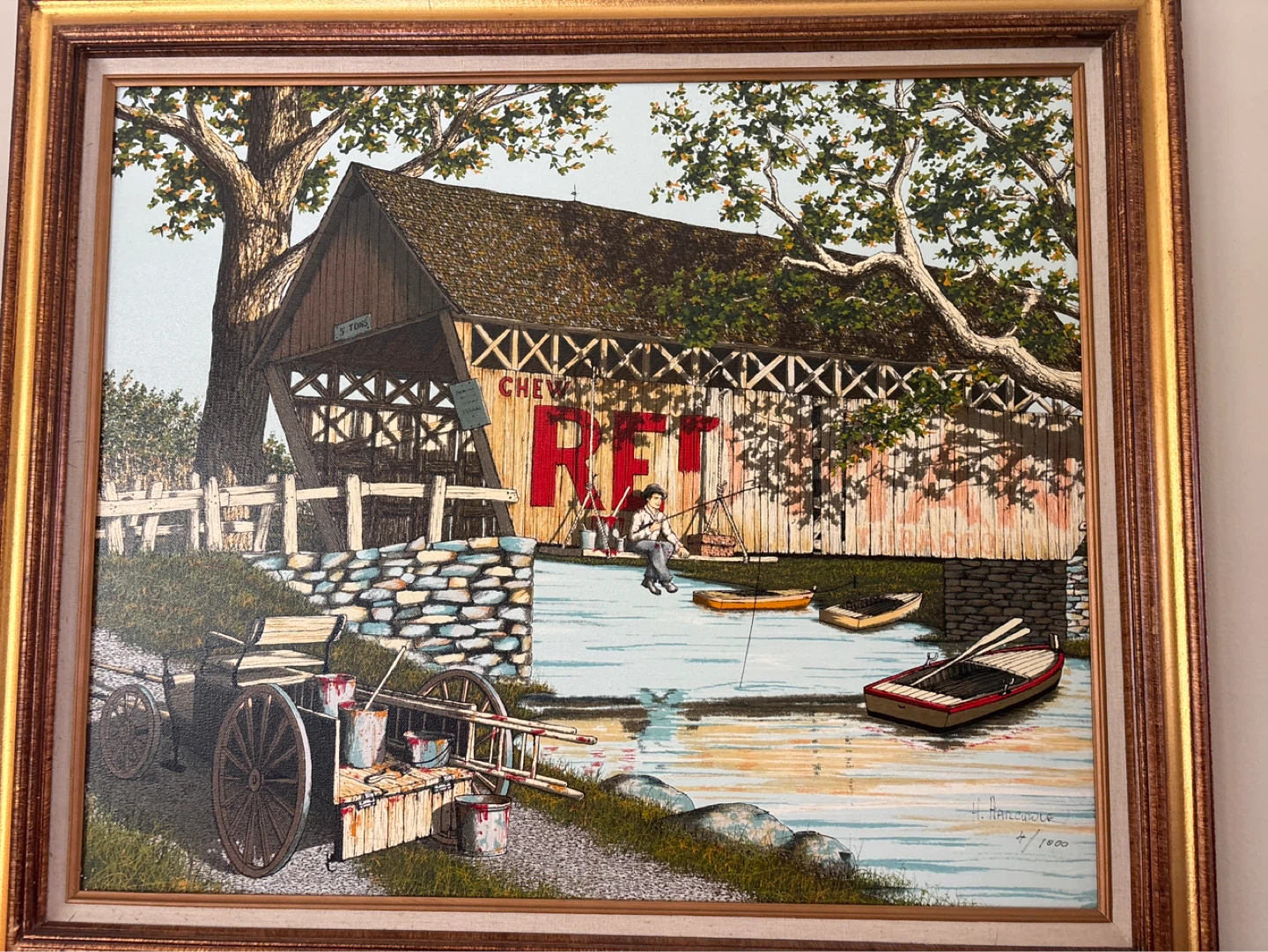 Original "Covered Bridge" Painting by H. Arnsdorf - photo 2