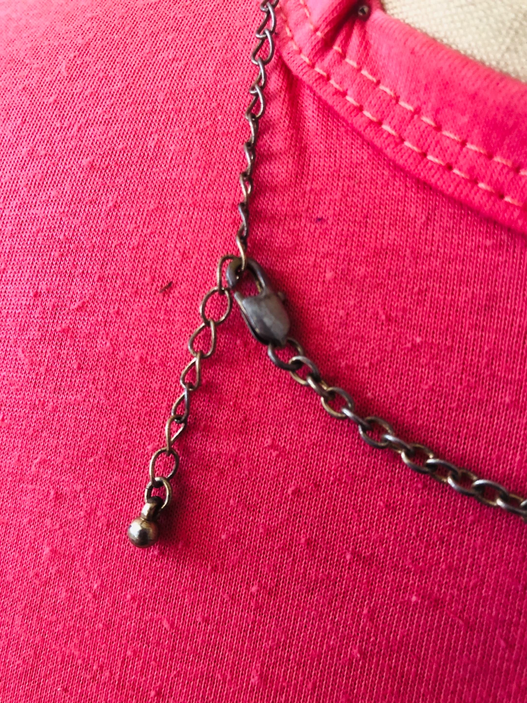 Statement Necklace with Bronze-Tone Chain and Faceted Gems - photo 4