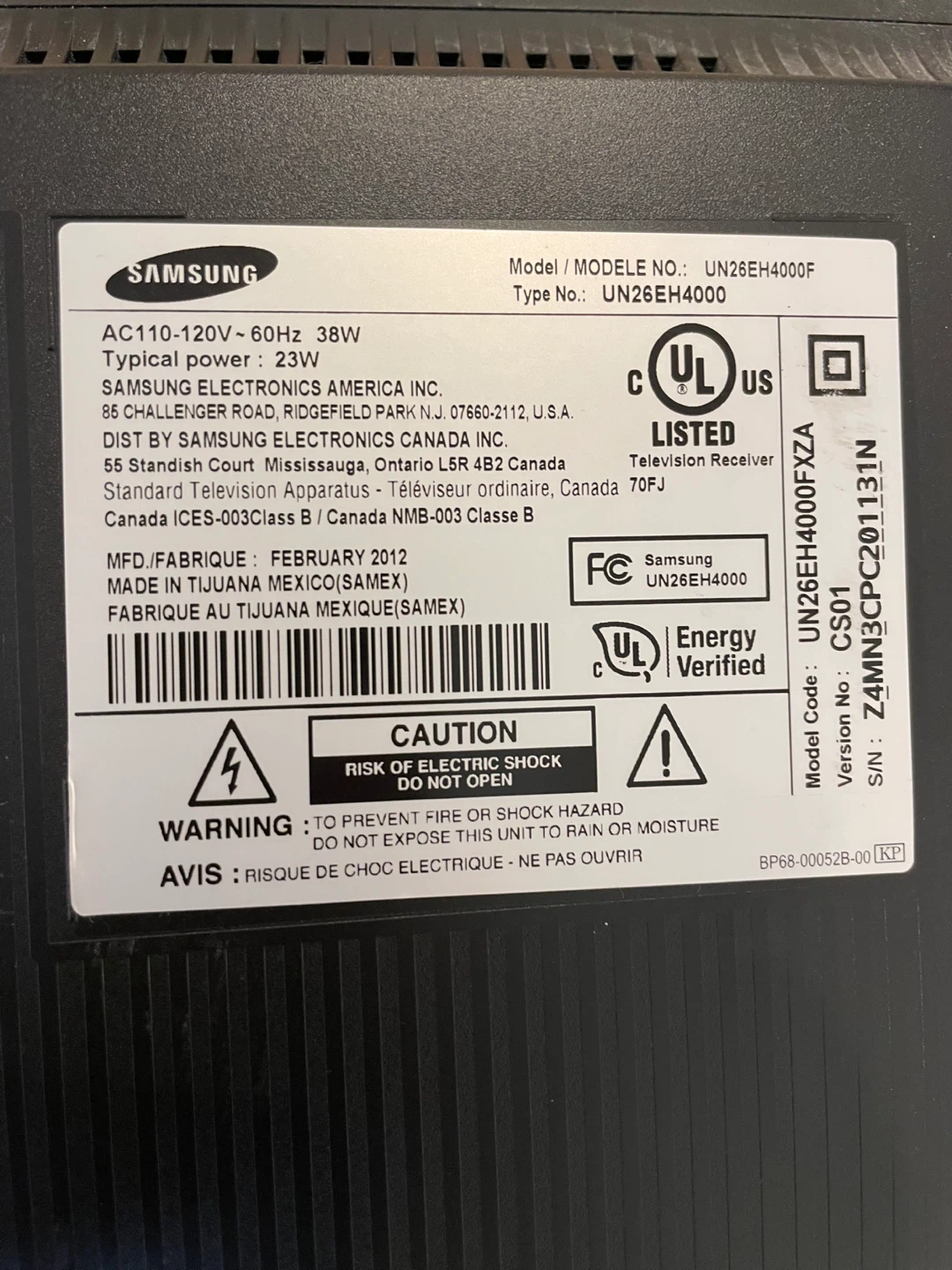 Samsung UN26EH4000F 26-inch Television - photo 2