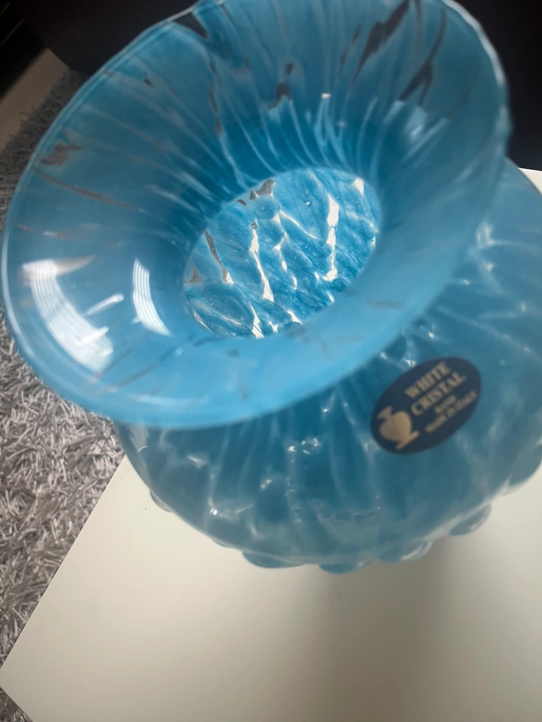 Blue Swirl Glass Vase - White Cristal - photo 2