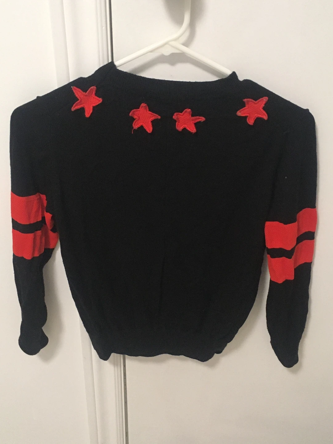 Preowned Women’s Black & Red Star Sweater Size Small - photo 2