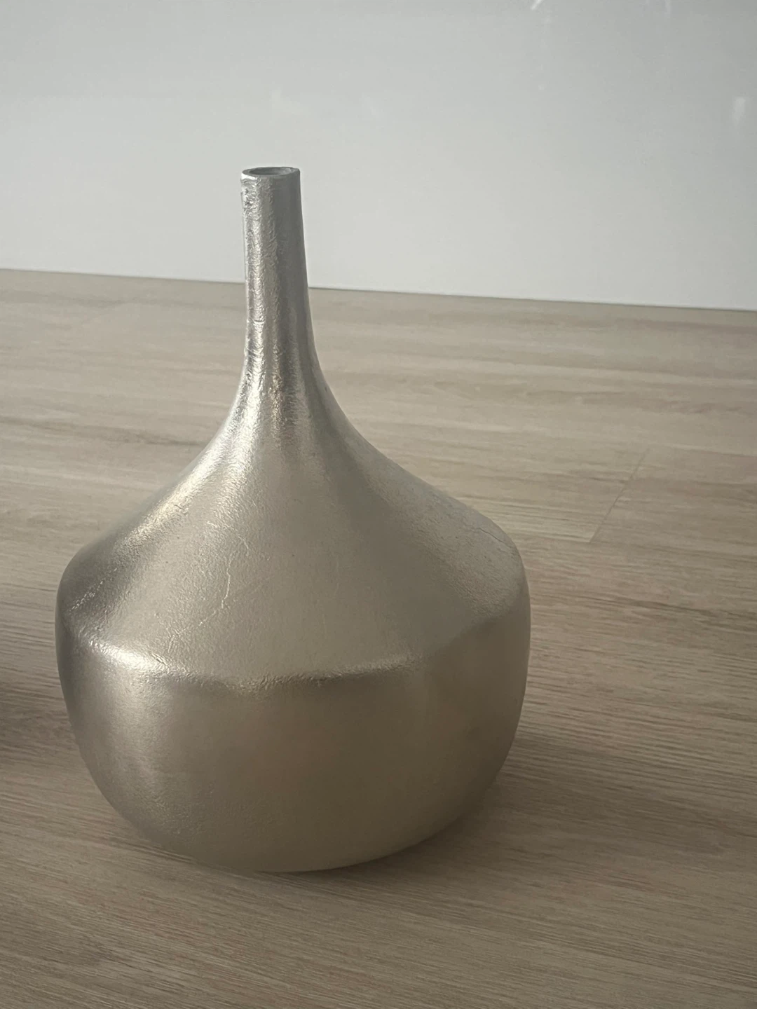 Silver Metal Fluted Vase