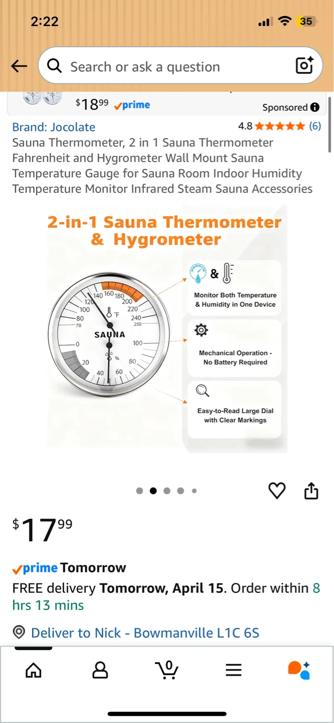 NEW! 2-in-1 Sauna Thermometer & Hygrometer