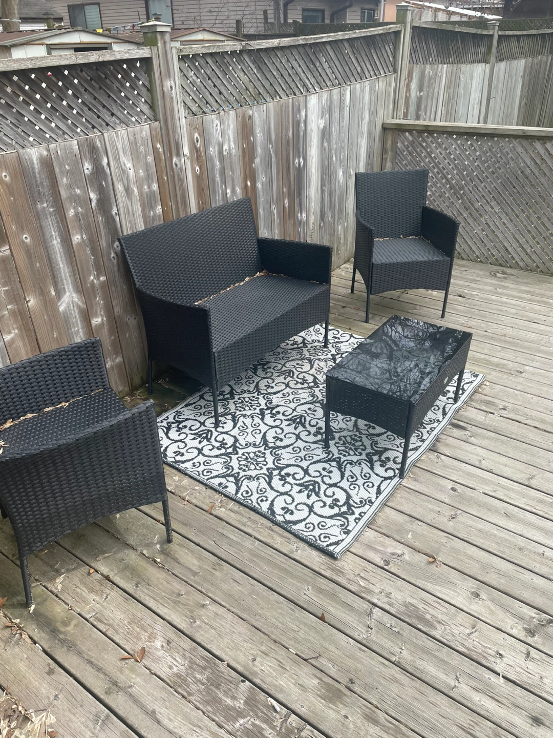 PatioJoy Black Wicker Patio Set with Coffee Table