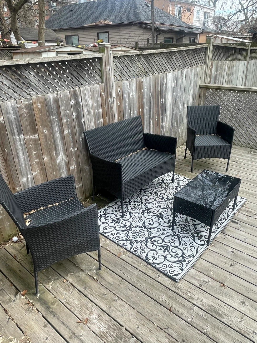 PatioJoy Black Wicker Patio Set with Coffee Table - photo 2
