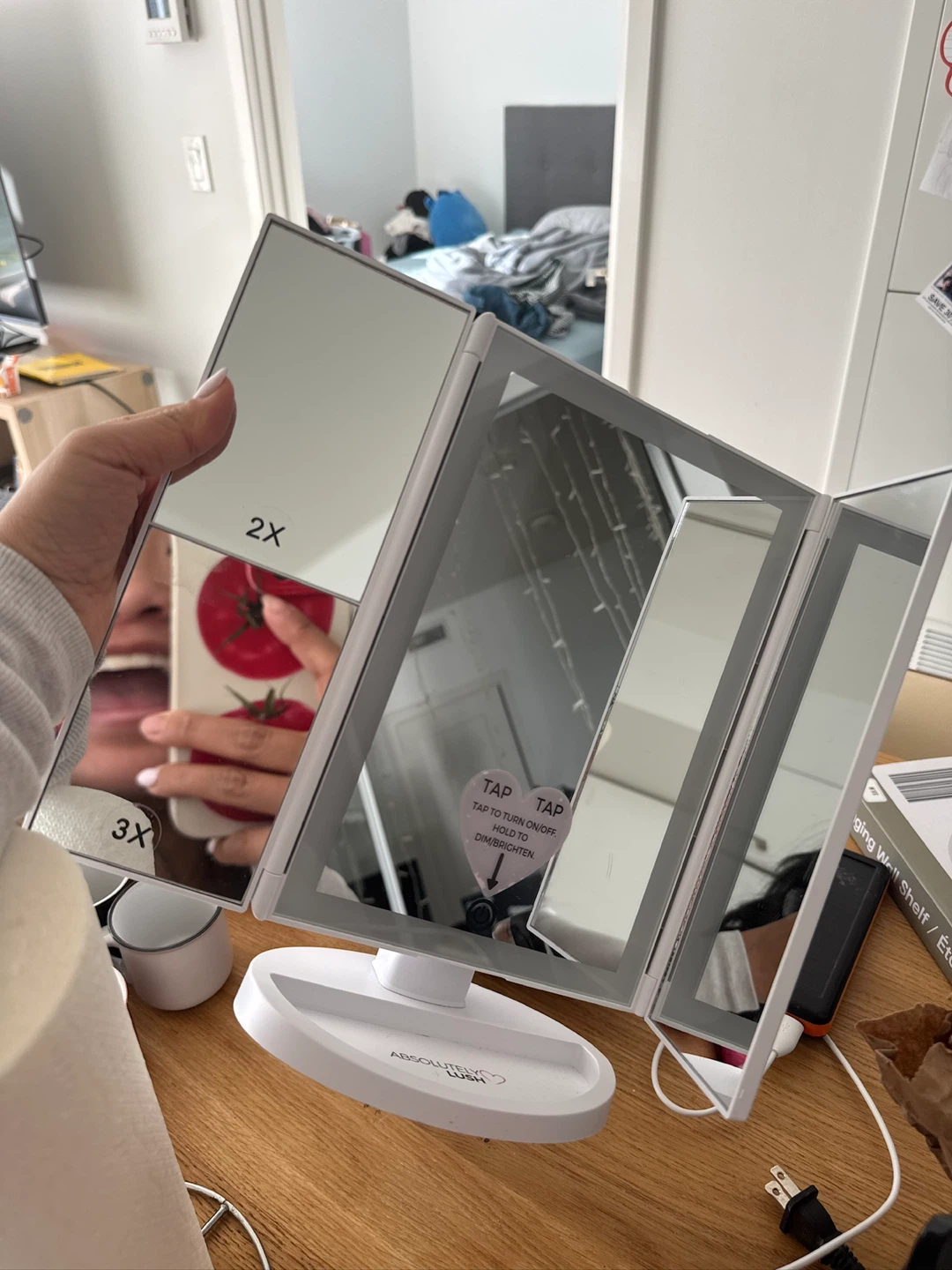 Used Absolutely Lush Tri-Fold LED Mirror Cosmetic White Vanity