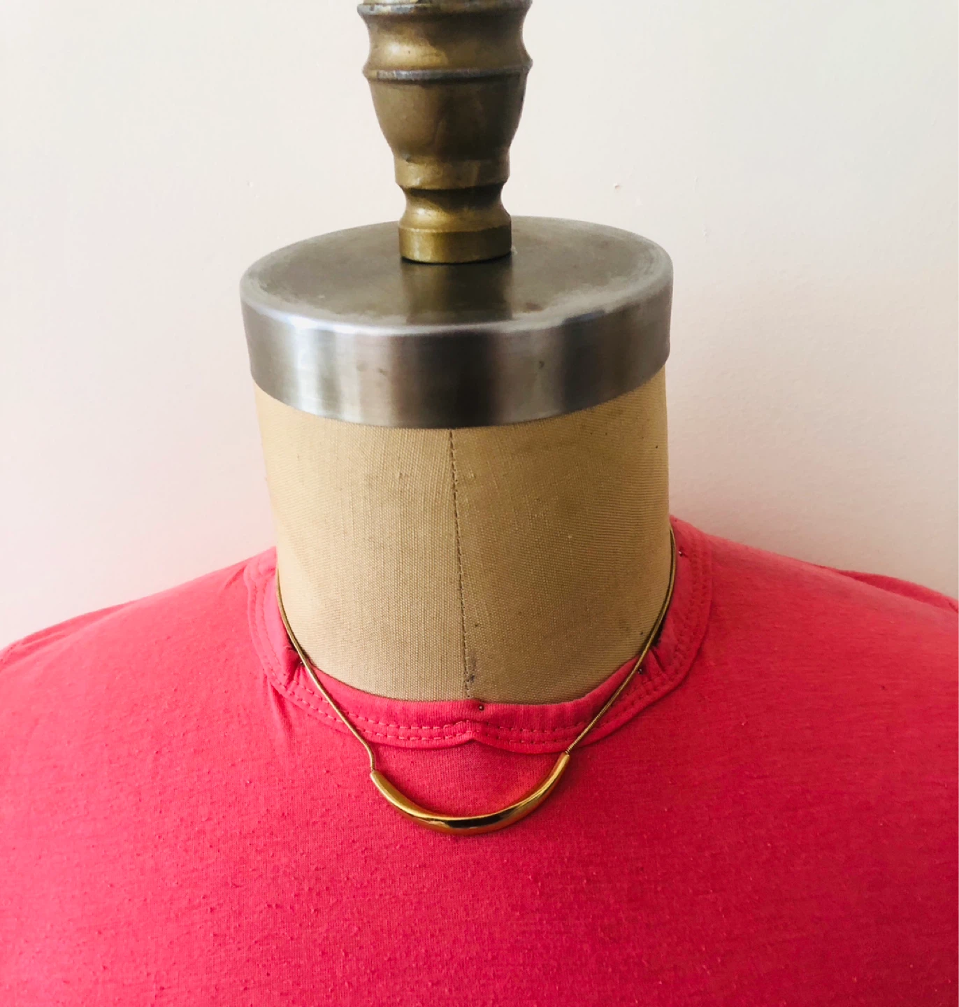 Lia Sophia Gold Tone Curved Bar Necklace