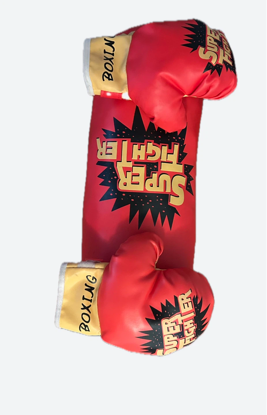 Kids Super Fighter Red Boxing Punching Bag with Gloves