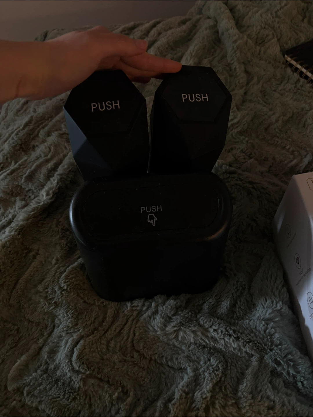 Black Push Top Waste Bins with Lid