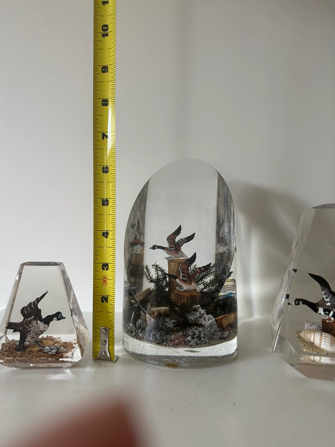 Vintage Lucite Canada Goose Paperweight Sculpture Set of 3 - photo 4