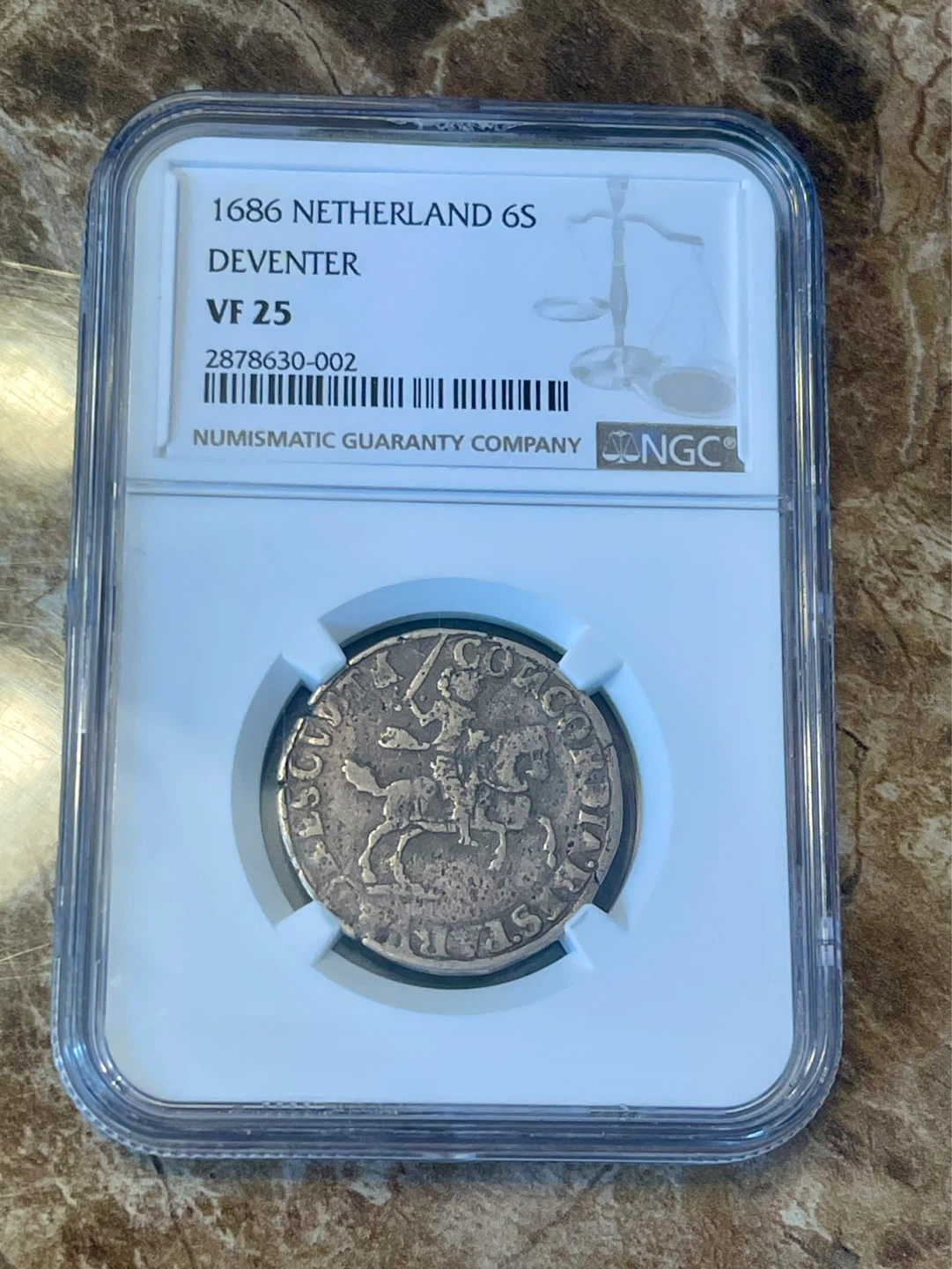 1686 Netherlands 6 Stuiver Coin - Deventer VF 25