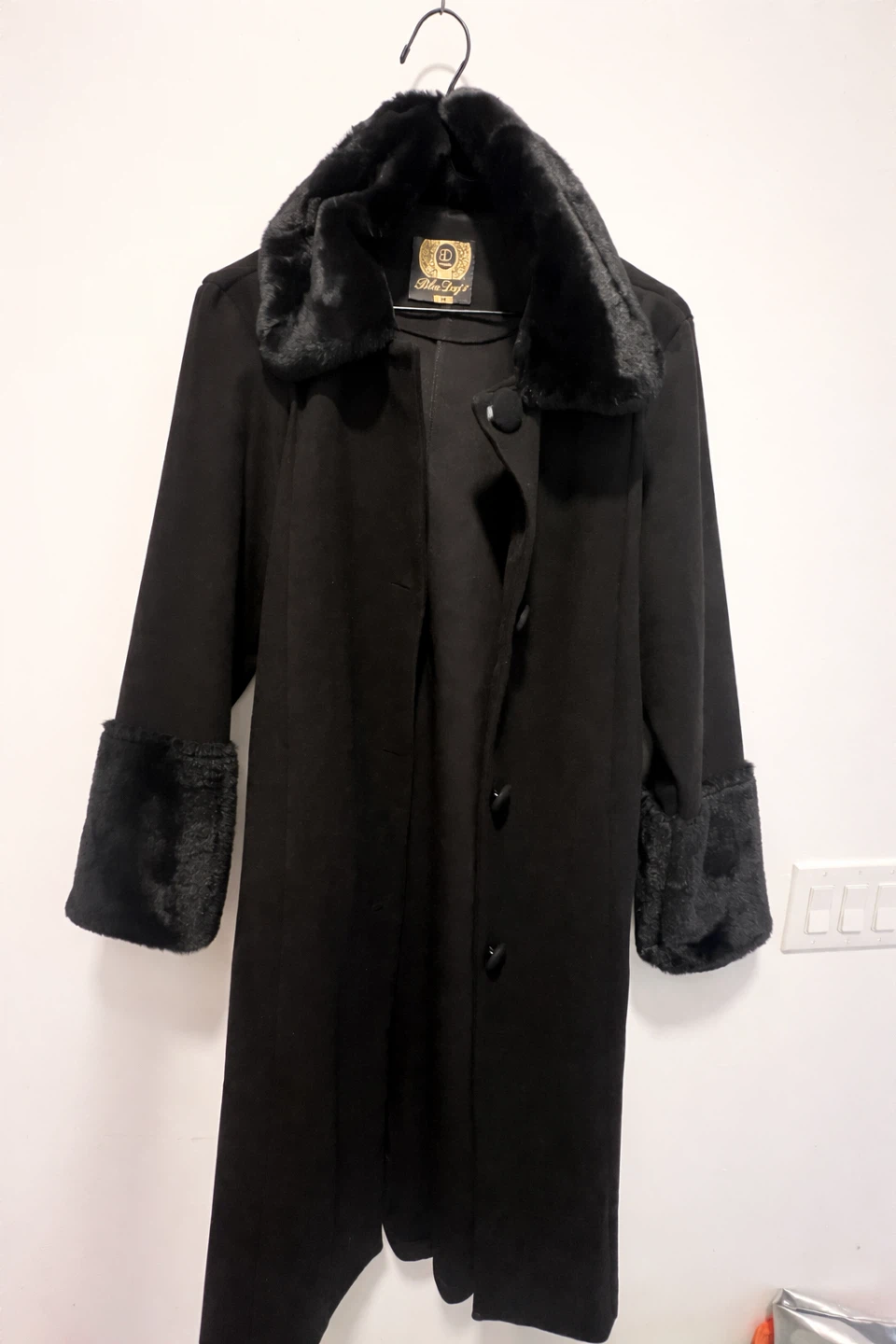 Black Coat with Faux Fur Trim