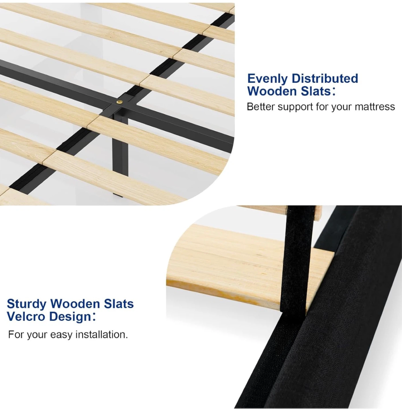 Queen Size Upholstered Platform Bed Frame - photo 5