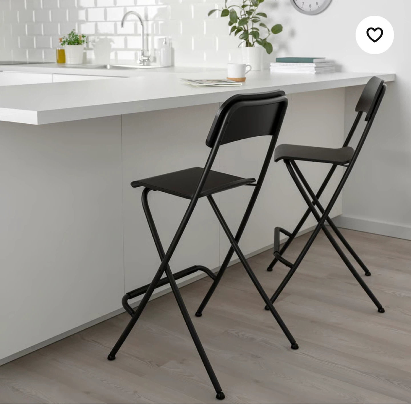 IKEA Black Folding Bar Stools - Set of 2