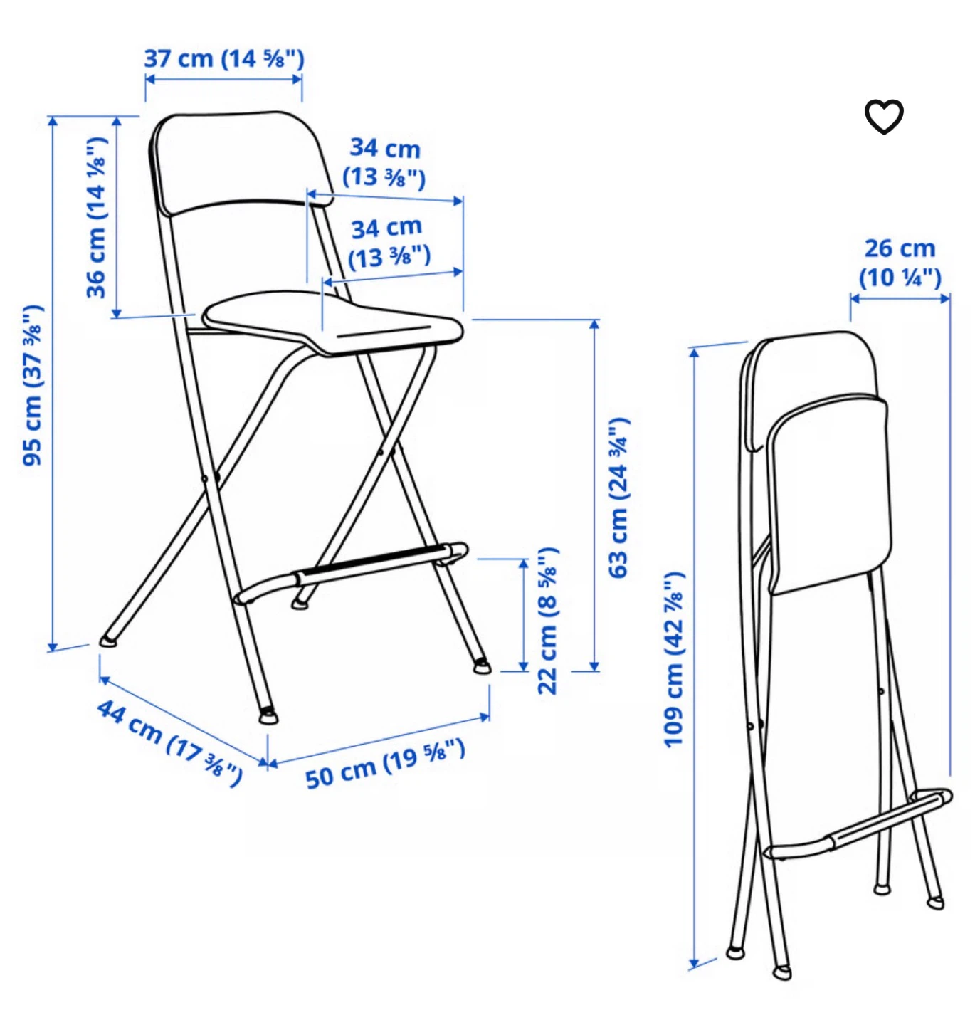 IKEA Black Folding Bar Stools - Set of 2 - photo 3