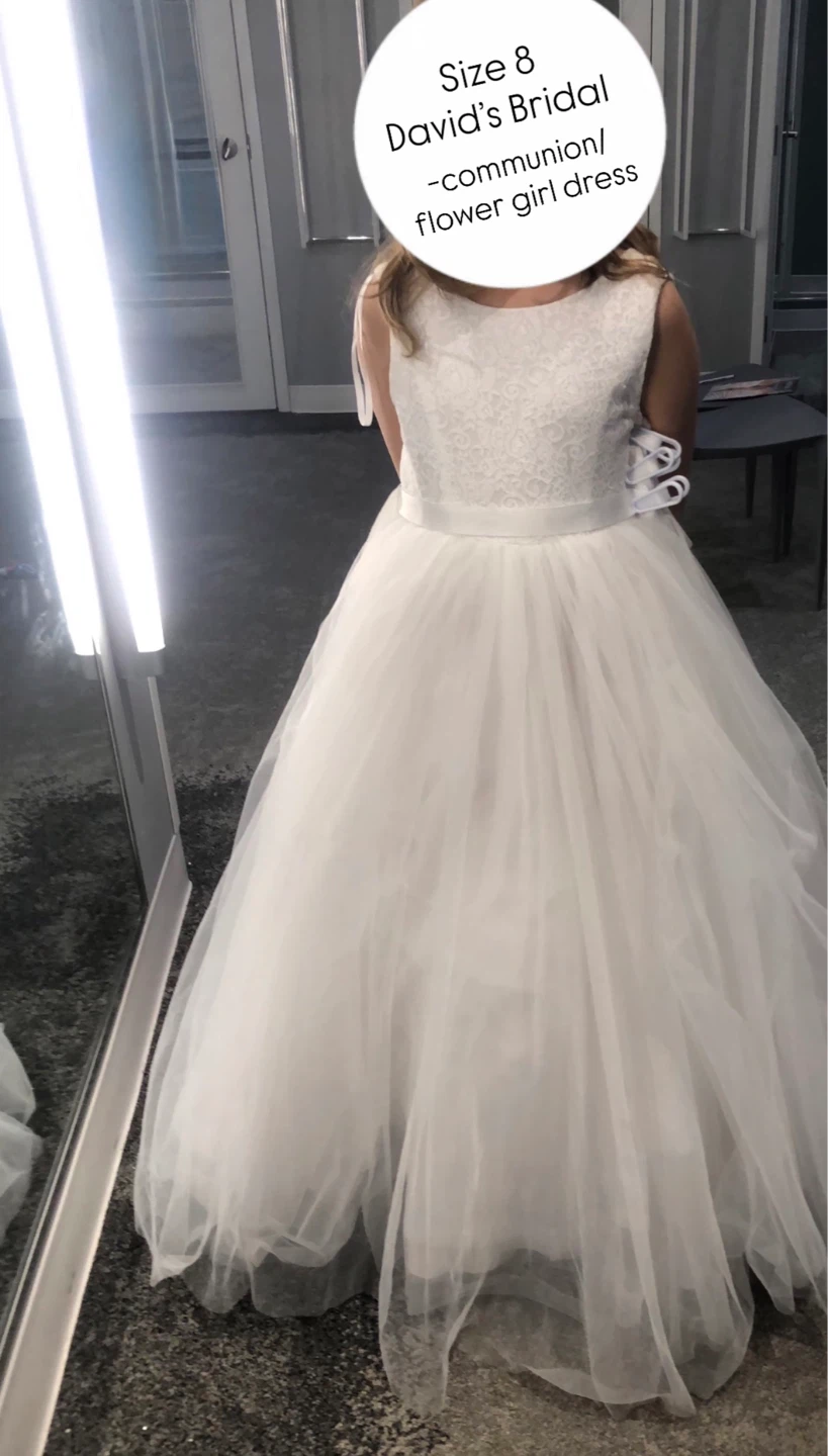 David's Bridal White Communion/Flower Girl Dress Size 8 - photo 4