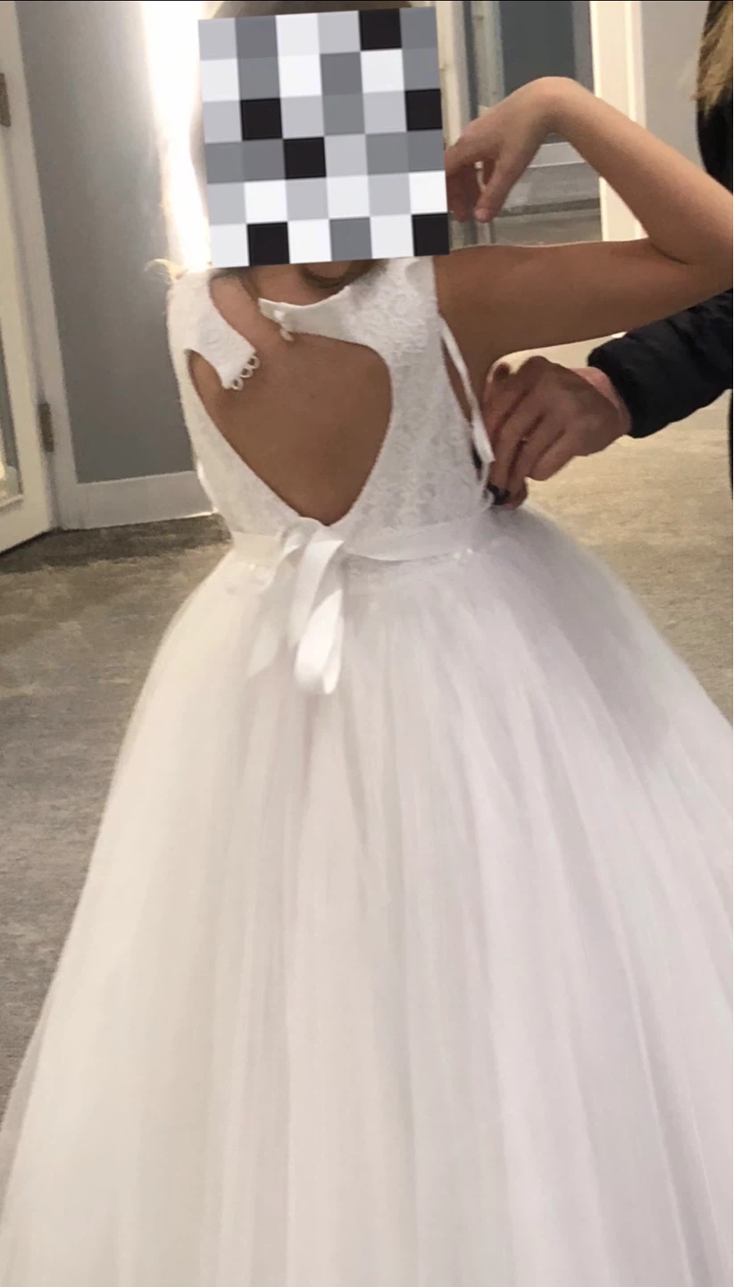David's Bridal White Communion/Flower Girl Dress Size 8 - photo 3