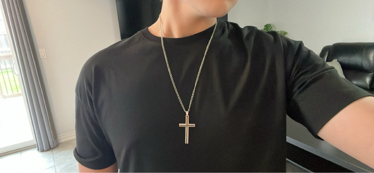 Silver-tone Cross Pendant Necklace