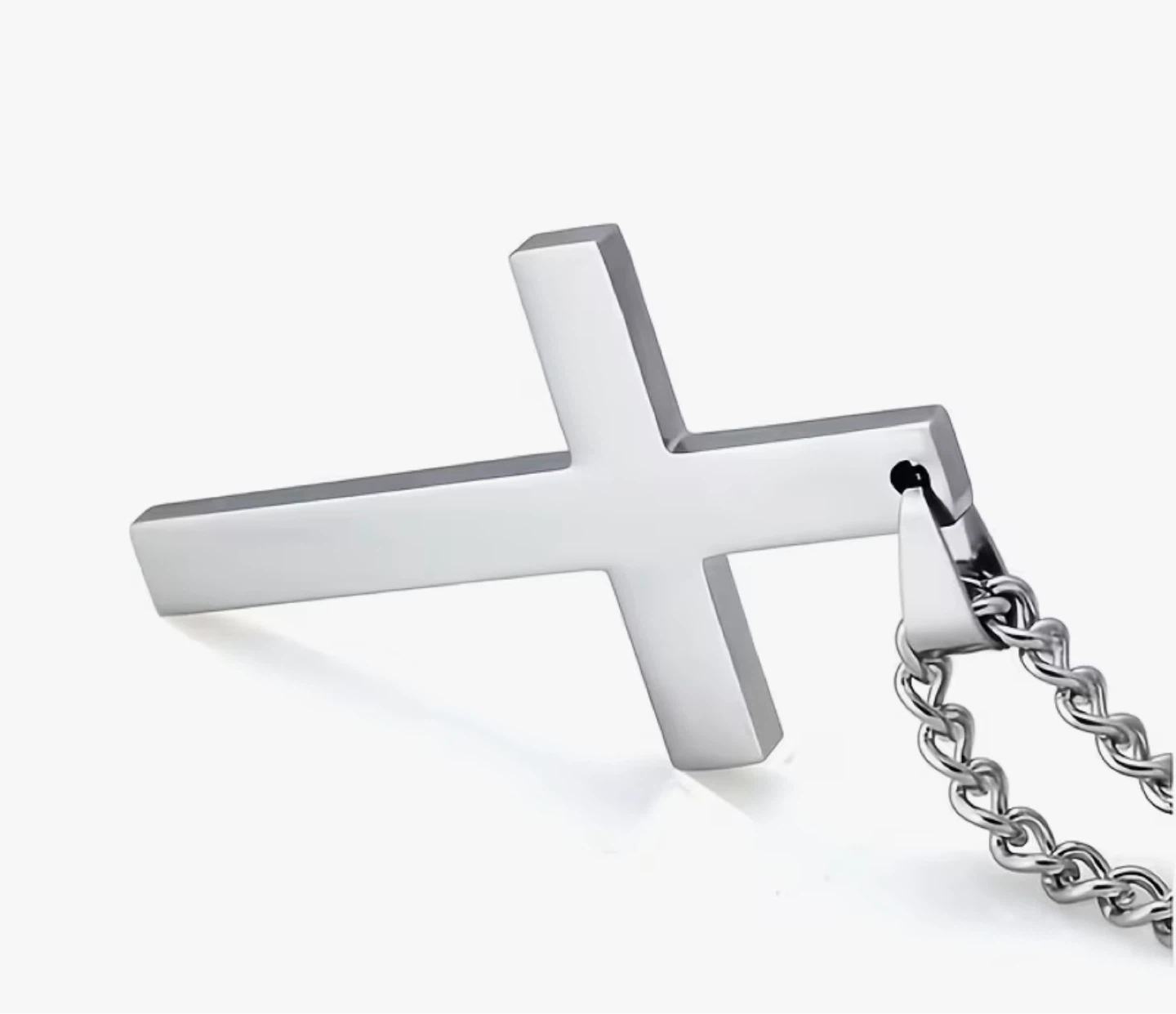 Silver-tone Cross Pendant Necklace - photo 2