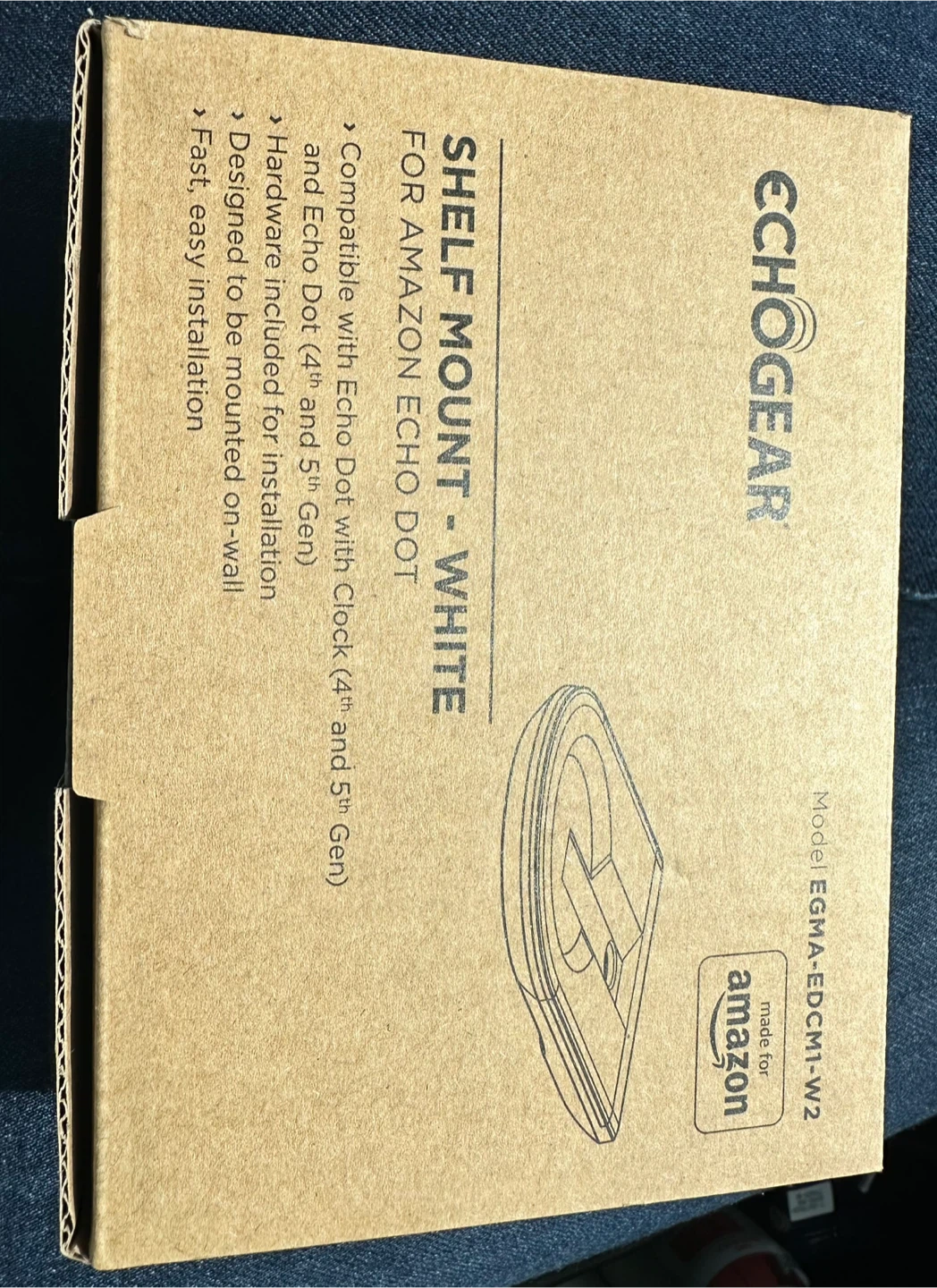 Echogear White Shelf Mount for Amazon Echo Dot