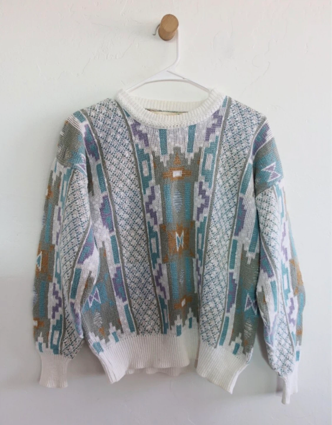 Aigner Men's Vintage Geo Pattern -Cotton Sweater- Size L