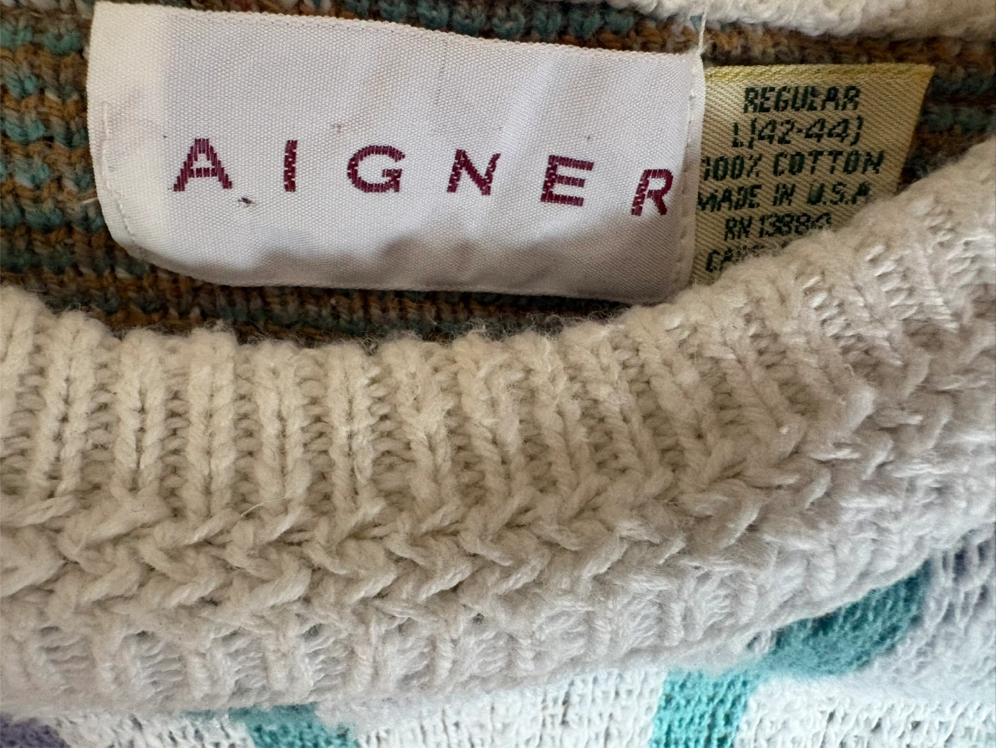 Aigner Men's Vintage Geo Pattern -Cotton Sweater- Size L - photo 4
