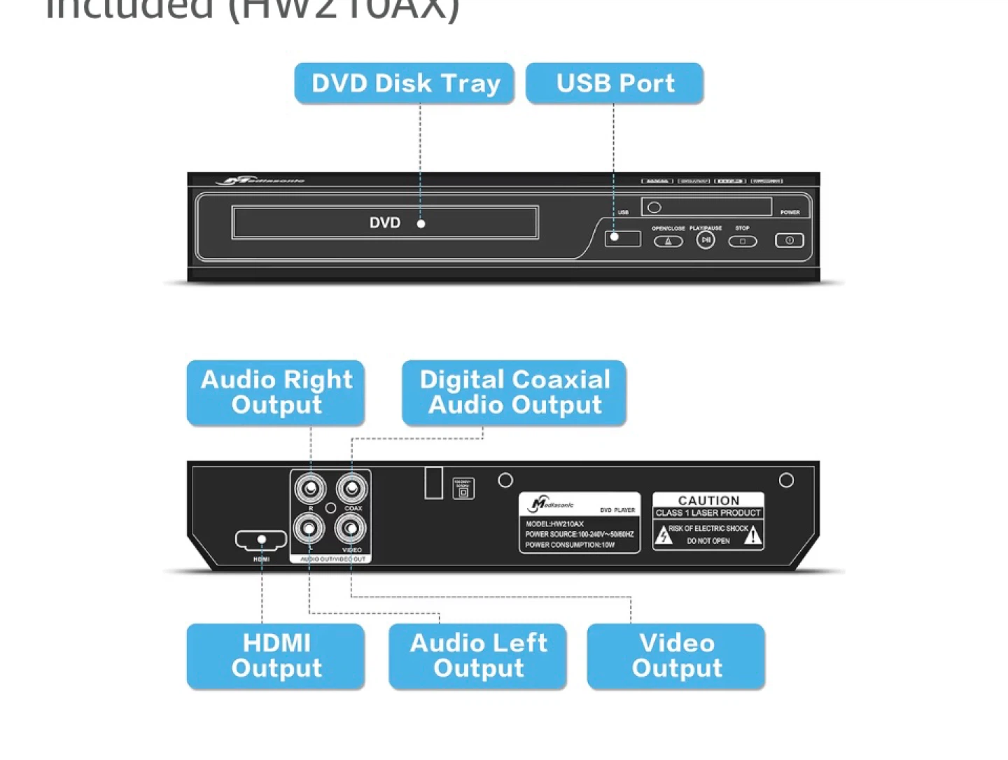 Mediasonic CD / DVD Player - Upscaling 1080P - photo 2