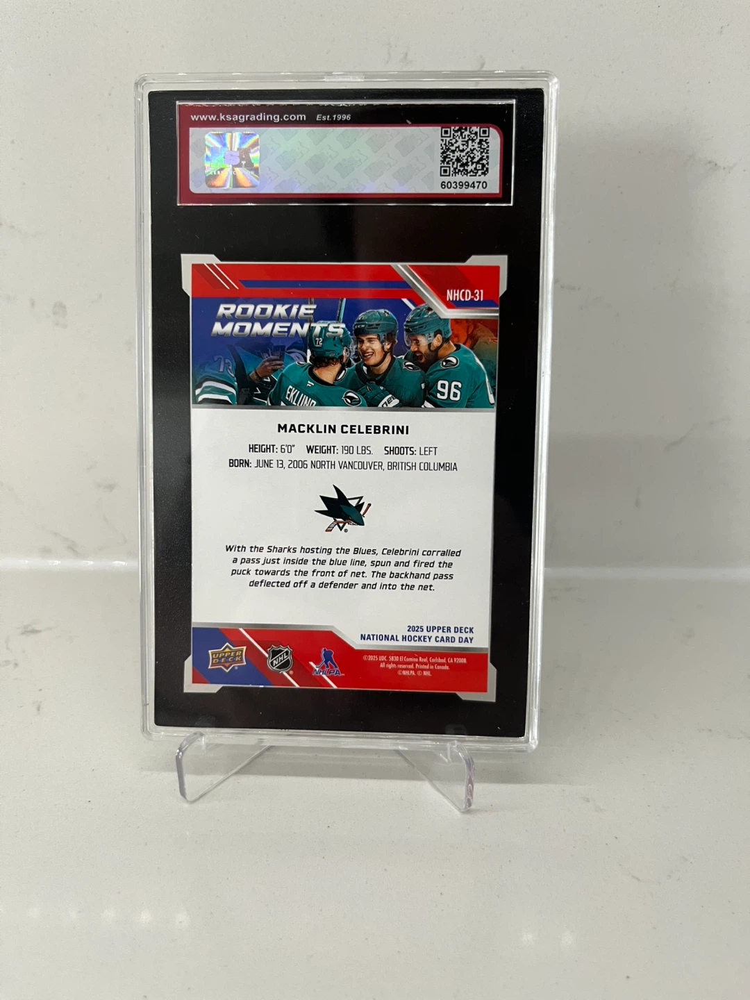 2024-25 Upper Deck Macklin Celebrini Rookie NHCD-31 KSA 10 - photo 2
