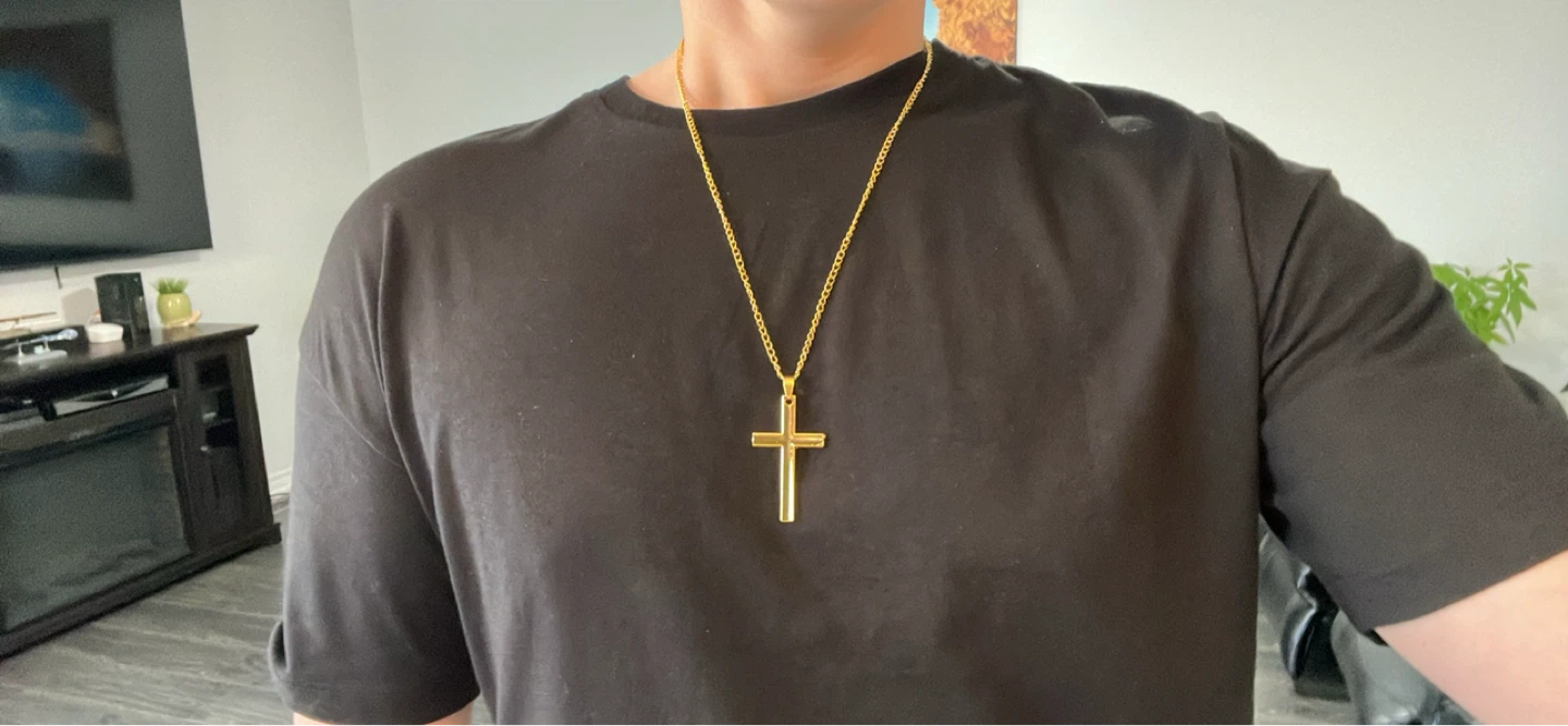 Gold-tone Cross Pendant Necklace
