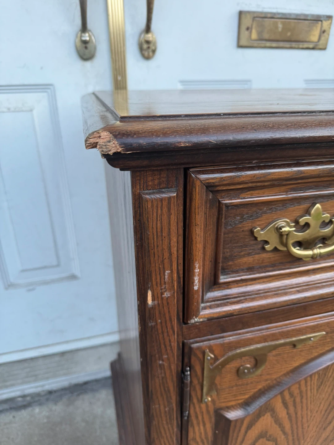 Dark Wood Sideboard with Brass Hardware - photo 4