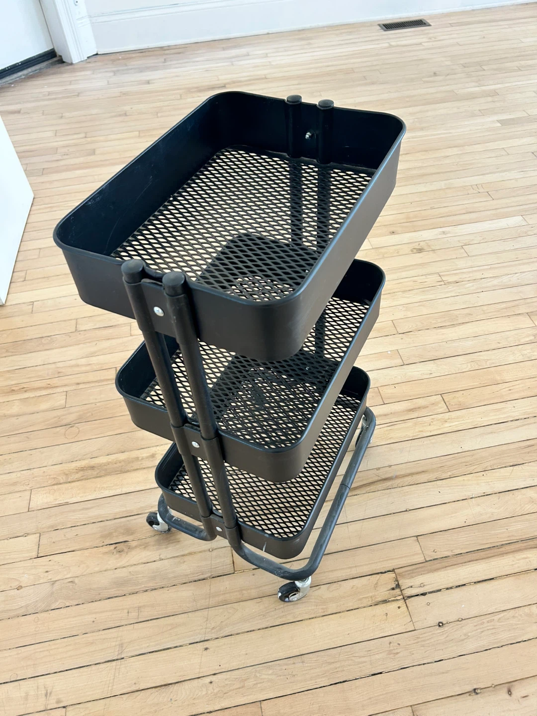 Black 3-Tier Rolling Storage Cart
