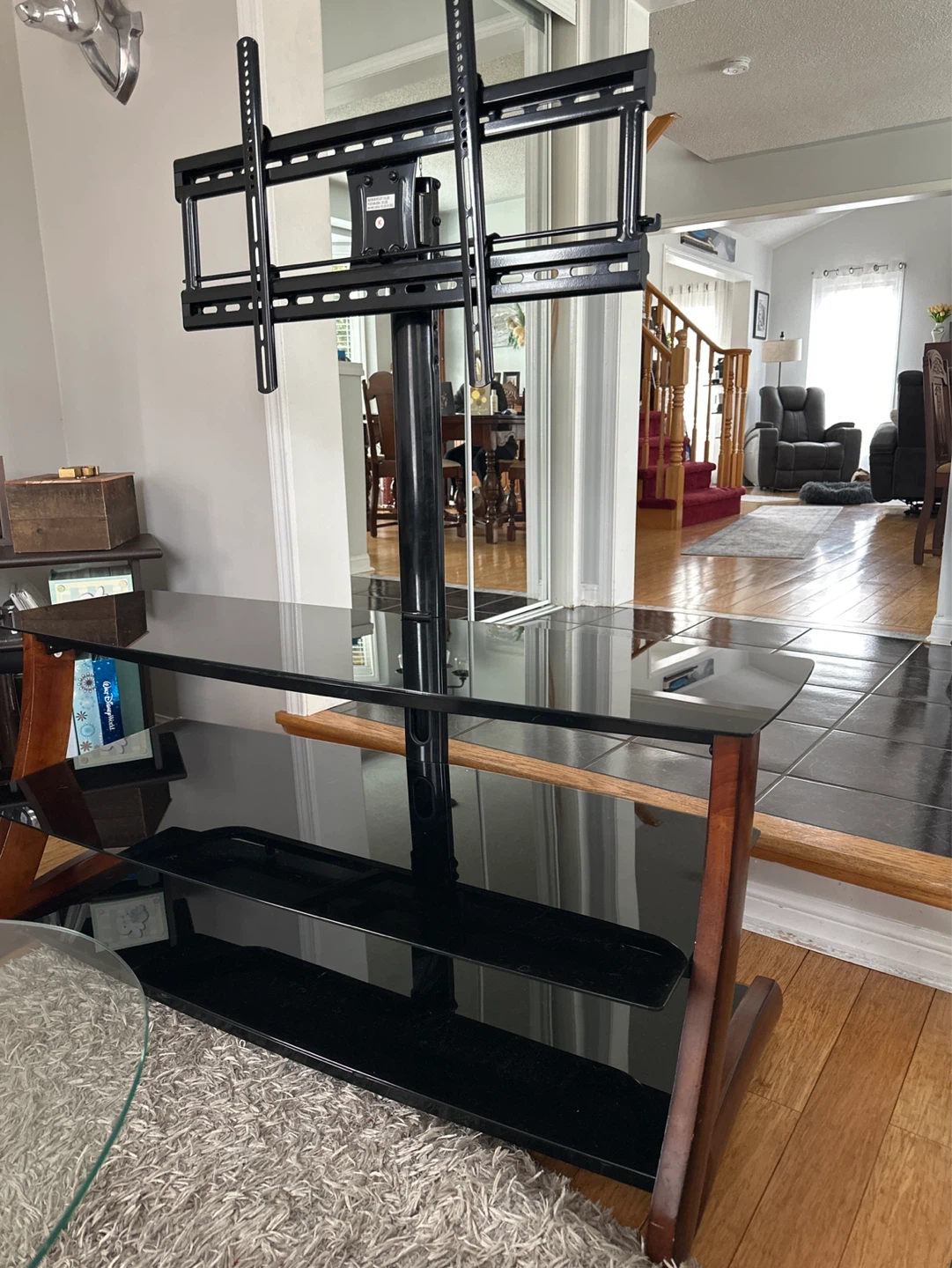 Black Glass TV Stand with Mount