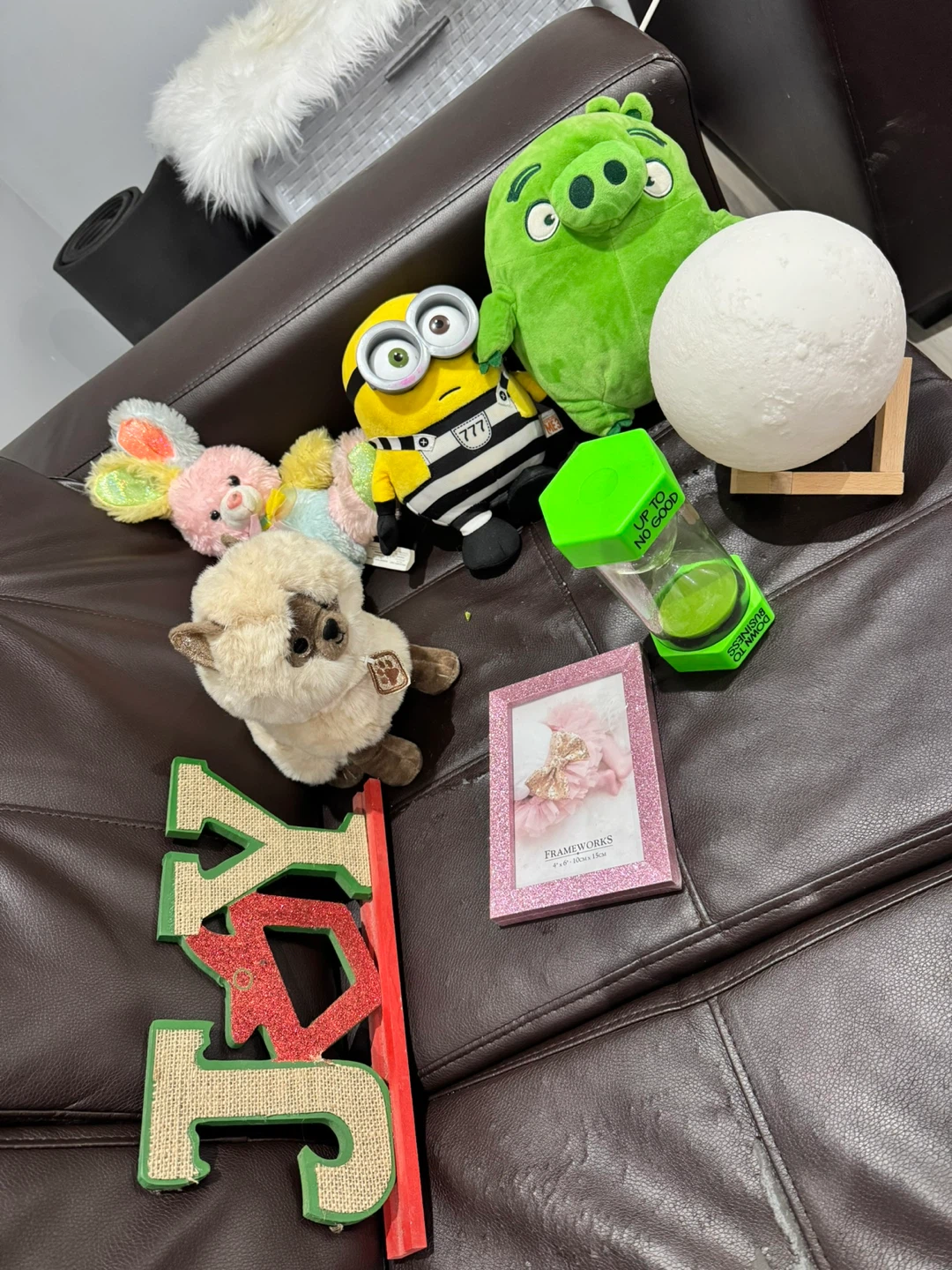 Assorted Plush Toys, Picture Frame, and Decor