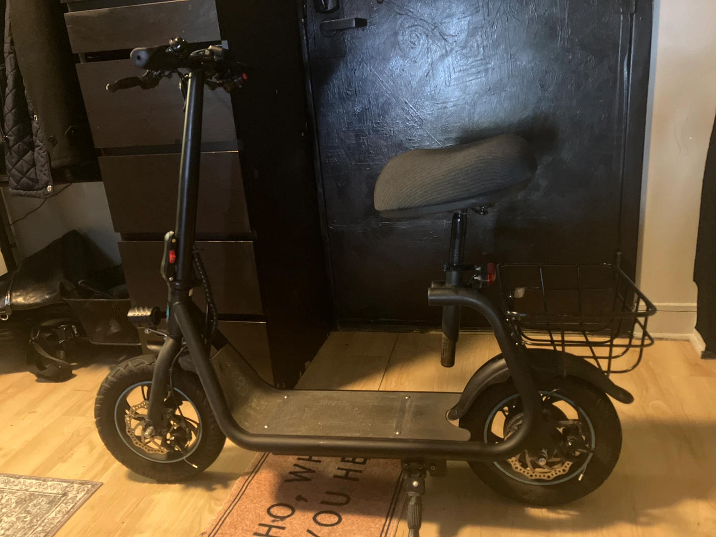 Electric Scooter with Seat and Basket