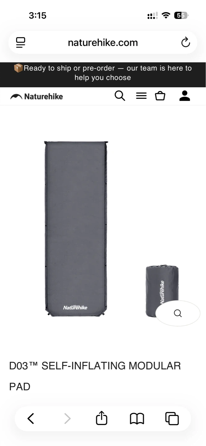 Naturehike D03 Self-Inflating Modular Pad