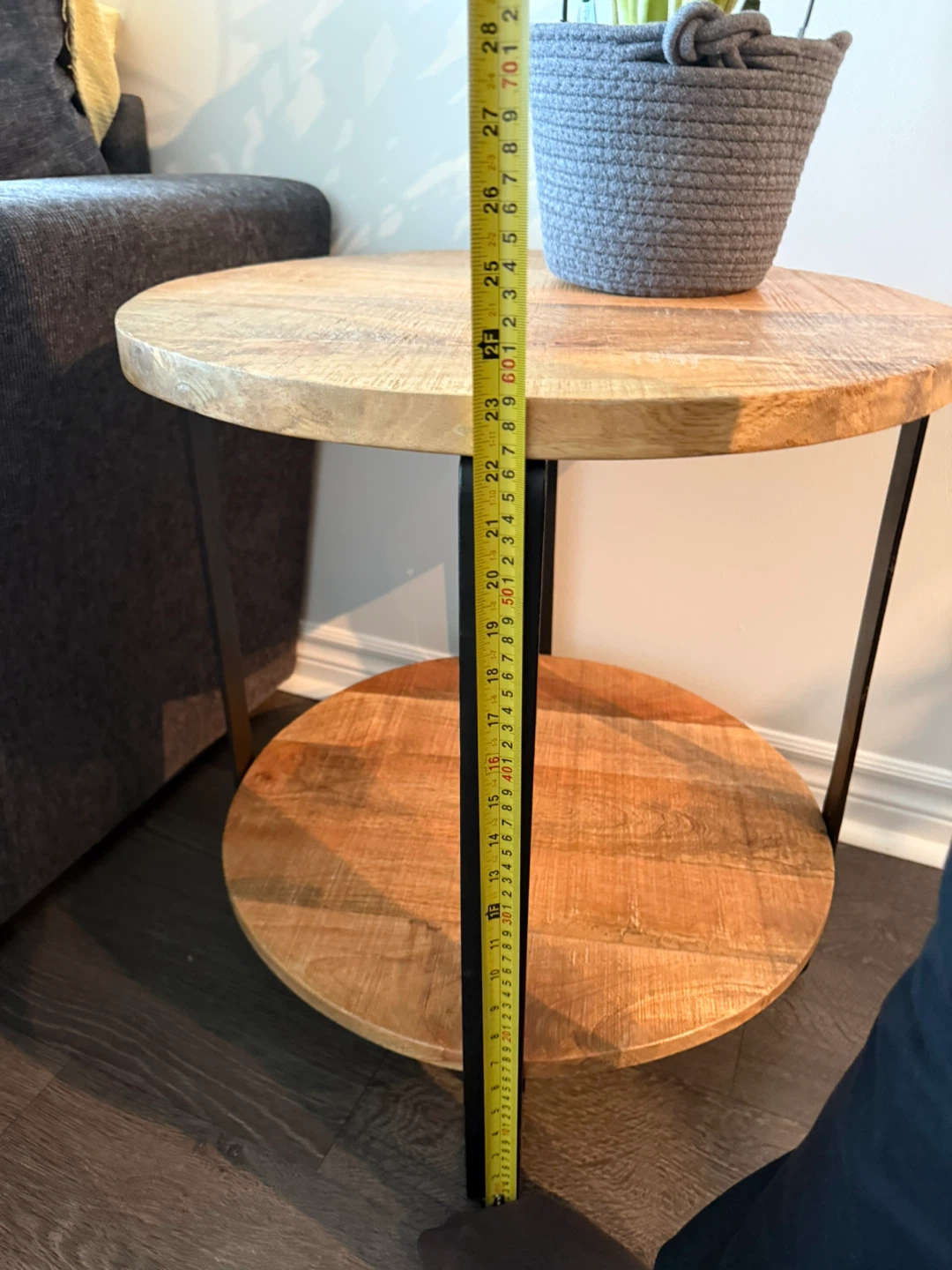 Round Wood Side Table - photo 3