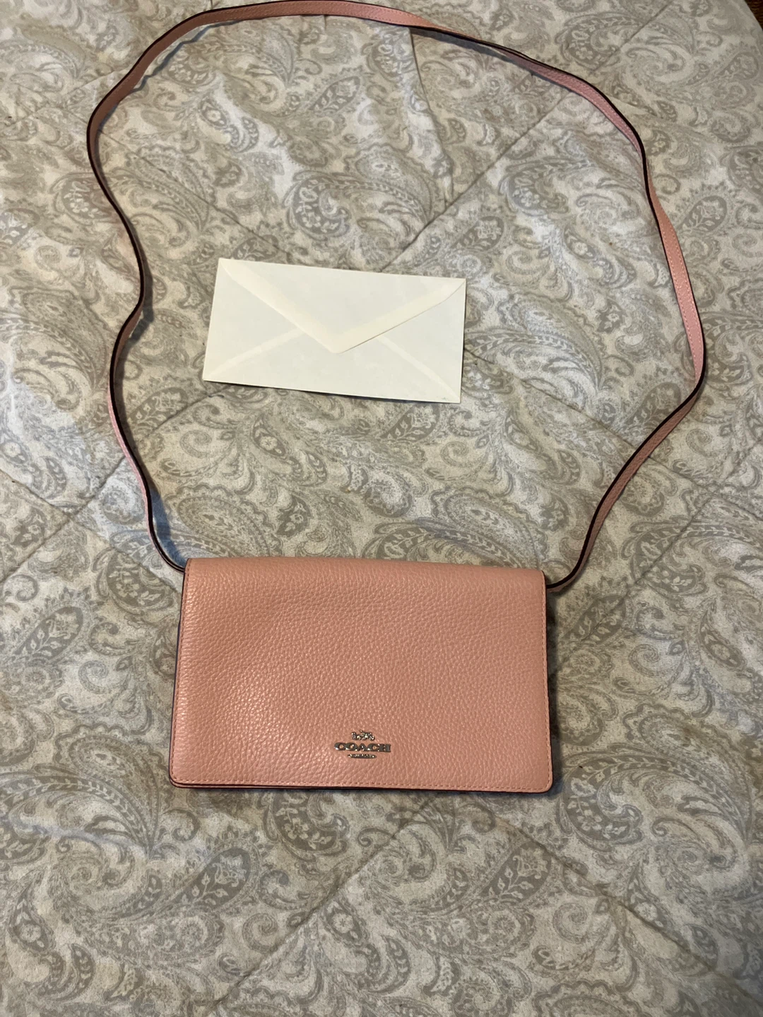 Coach Pink Leather Crossbody Wallet