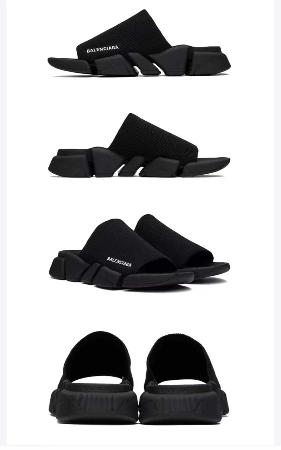 Balenciaga Speed 2.0 Slide Black Knit/Sole Size 40