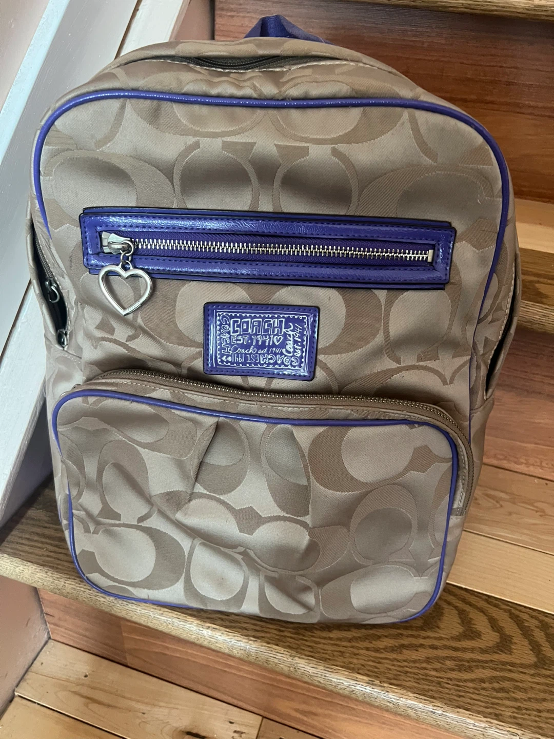 Authentic Coach Purple signature backpack