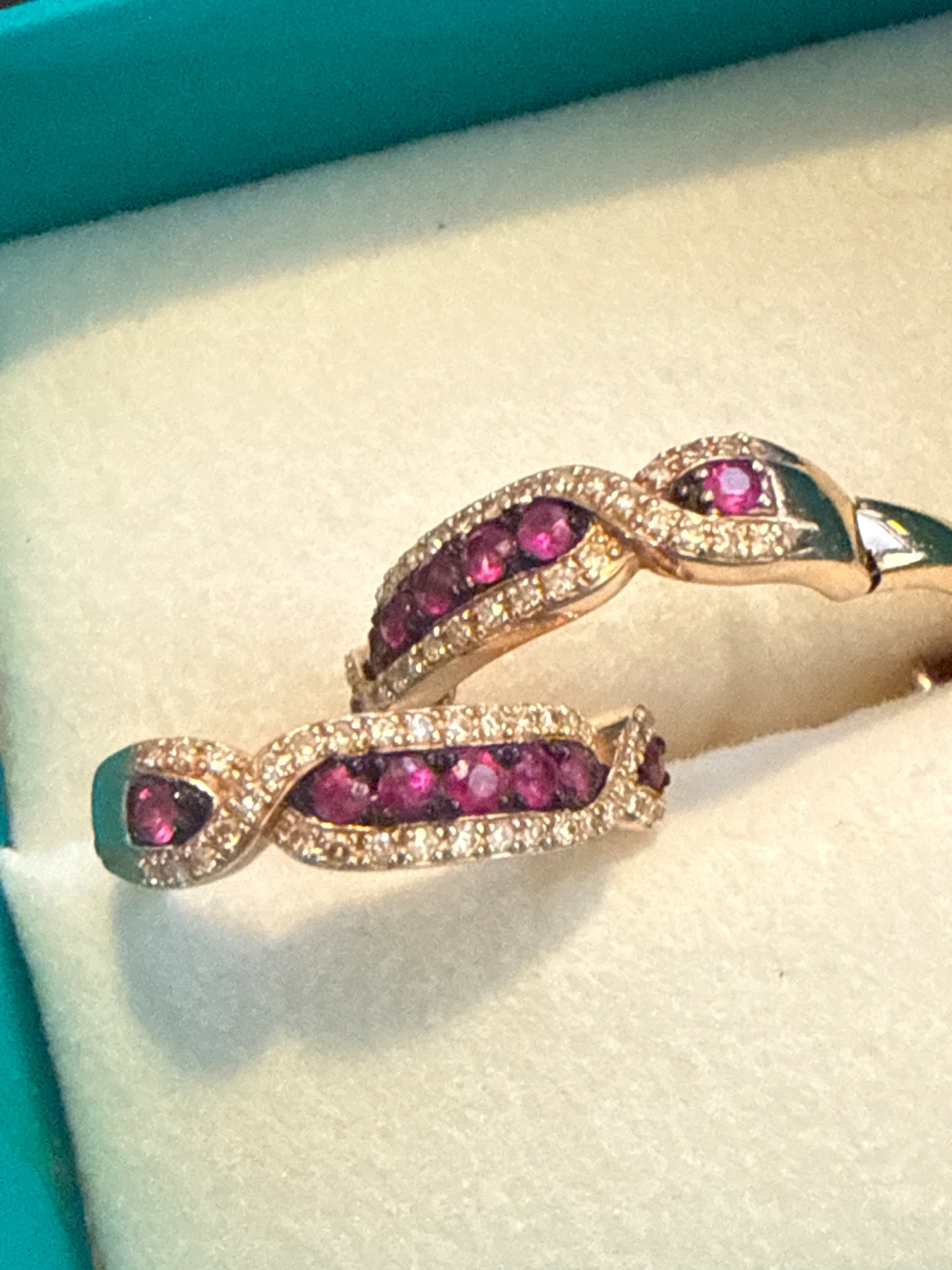 14K Rose Gold Ruby and Diamond Earrings - photo 3