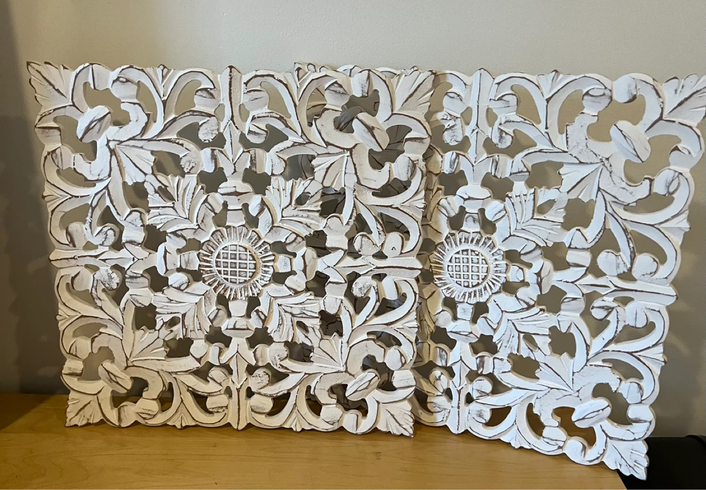 Carved Wood Wall Panels Set of 2 - photo 2