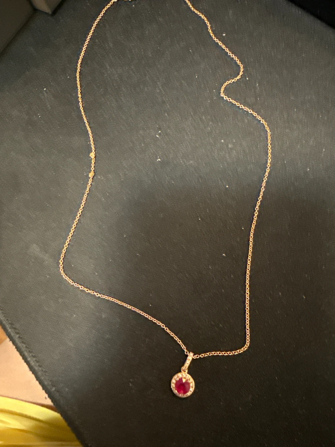 14K Rose Gold Ruby Diamond Halo Pendant Necklace - photo 4