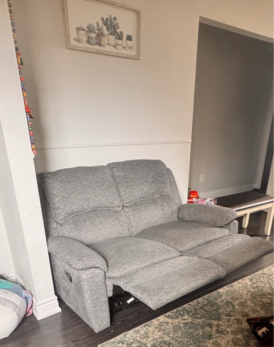 Comfortable Loveseat Recliner - Beige Fabric - photo 2
