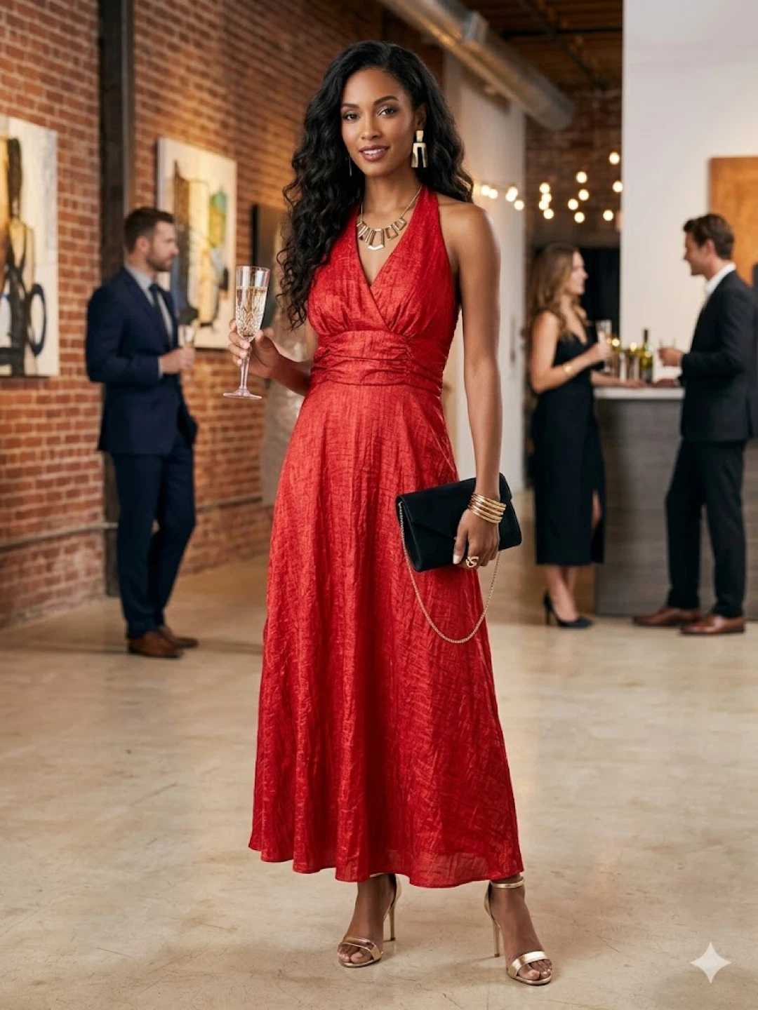 R&K Originals Red Halter Dress